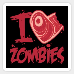 I Love Zombies with Meat Heart Magnet